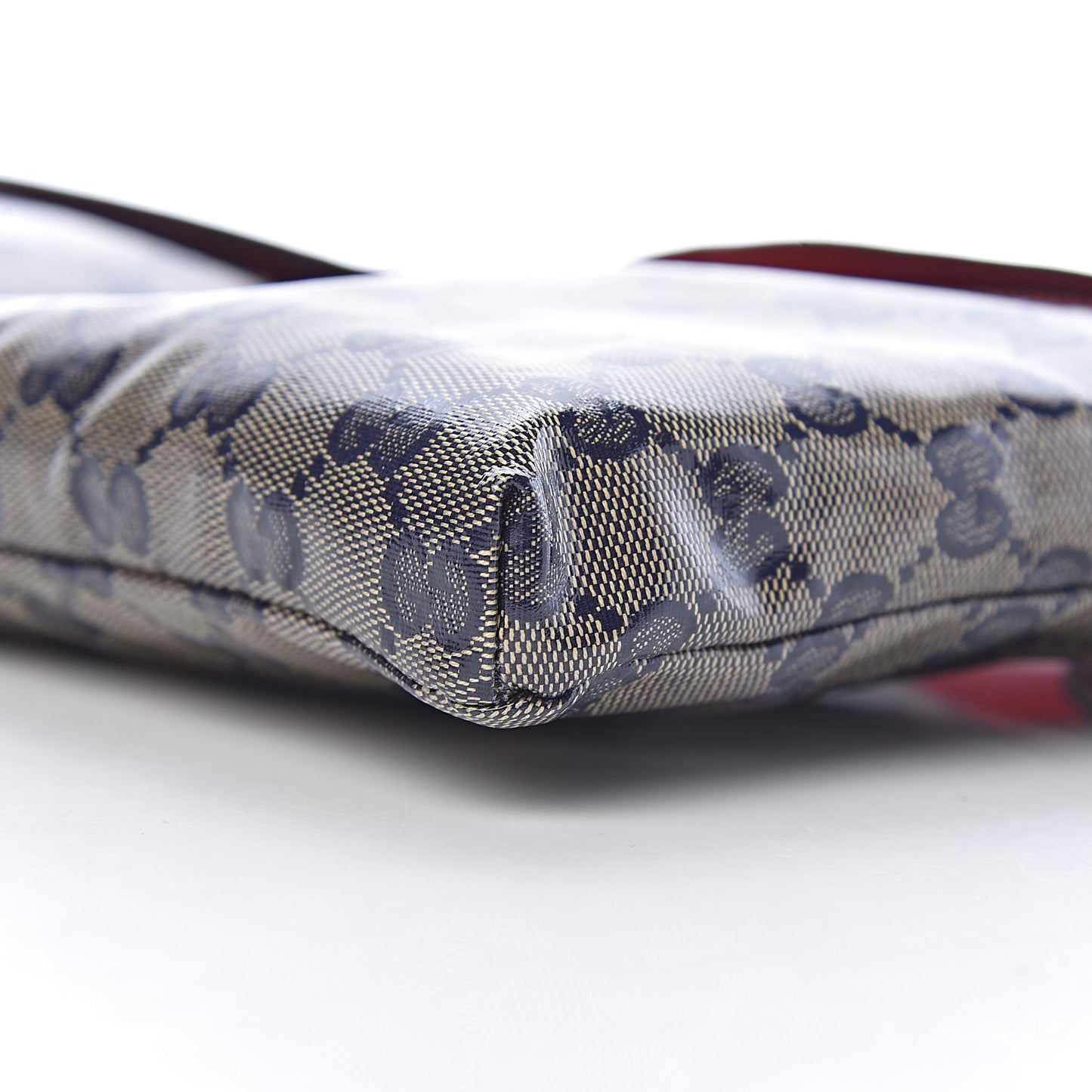 Crystal Monogram Web Double Pocket Belt Bag Navy Red