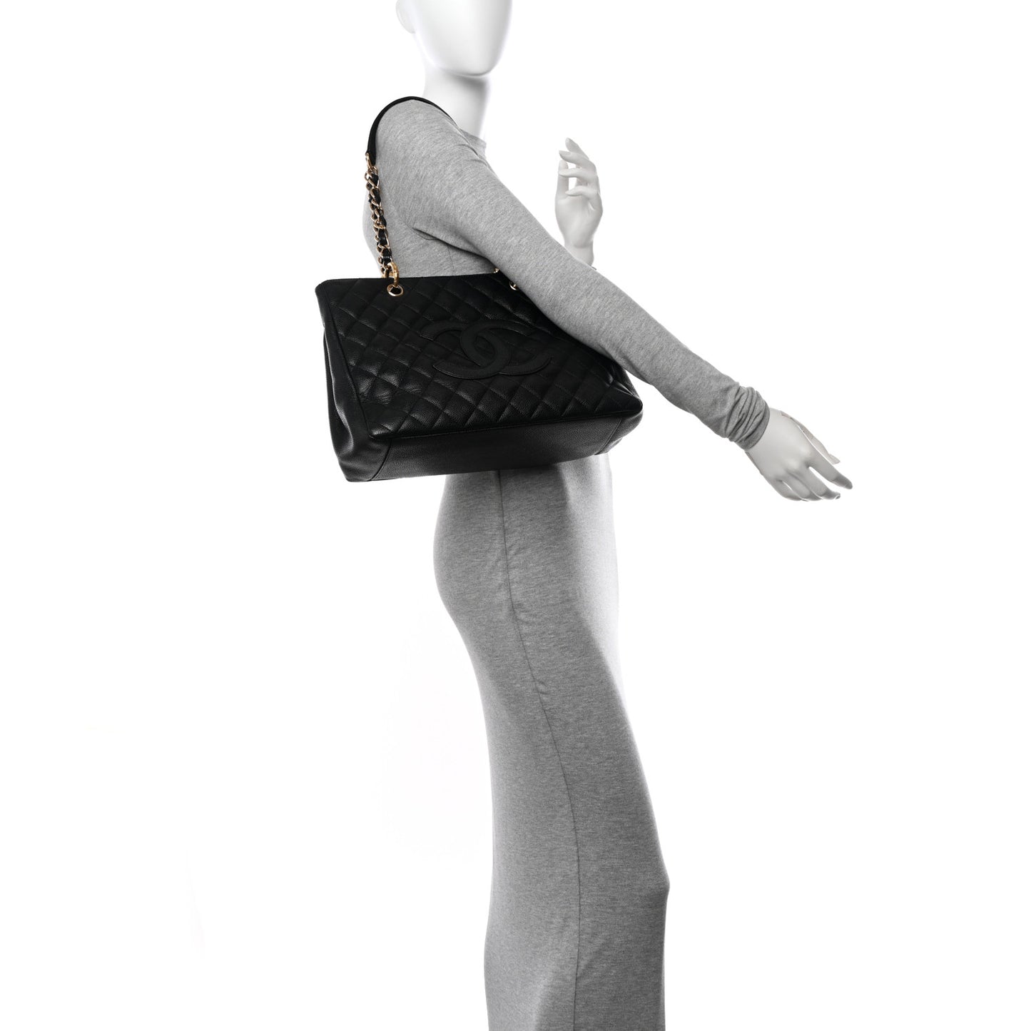 Caviar Quilted Grand Shopping Tote GST Black