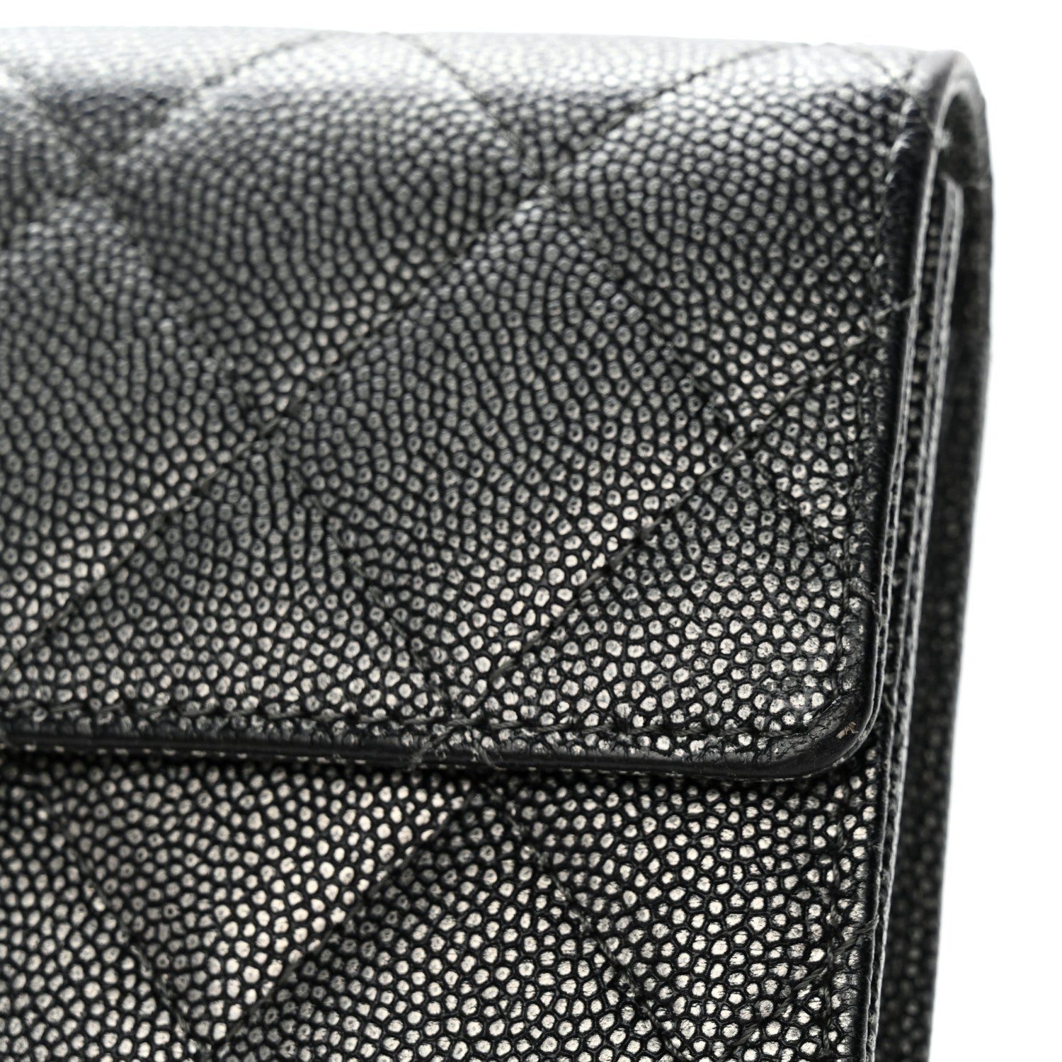 Chanel Metallic Caviar Quilted Large Golden Class Gusset Flap Wallet Dark Grey 14 of 16