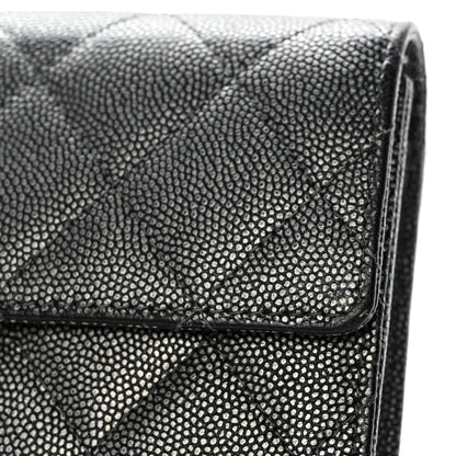 Chanel Metallic Caviar Quilted Large Golden Class Gusset Flap Wallet Dark Grey 14 of 16