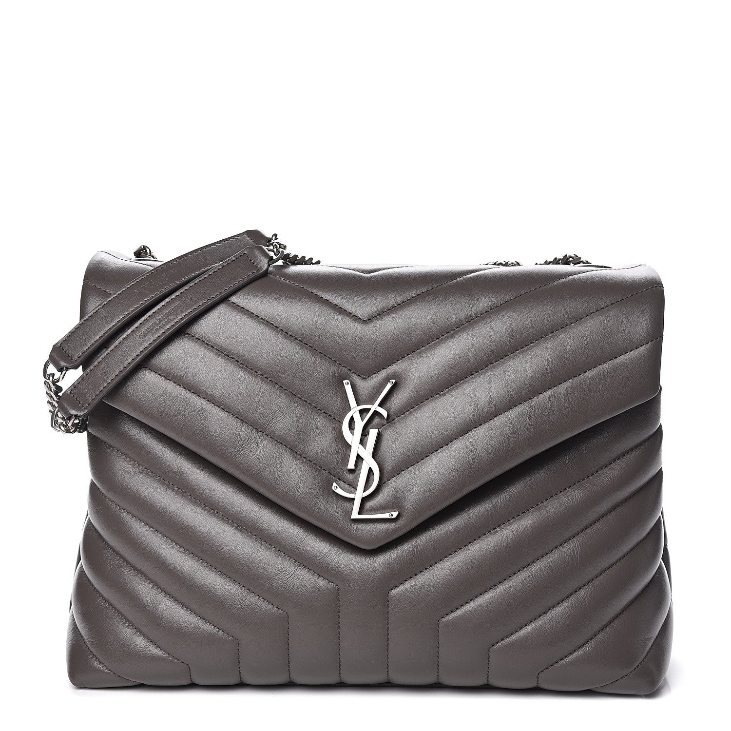 Saint Laurent Calfskin Y Quilted Monogram Medium Loulou Chain Satchel Earth 1 of 11