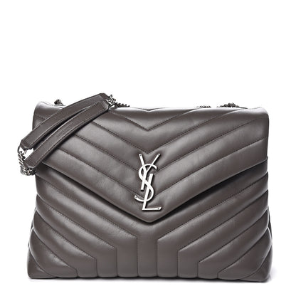 Saint Laurent Calfskin Y Quilted Monogram Medium Loulou Chain Satchel Earth 1 of 11