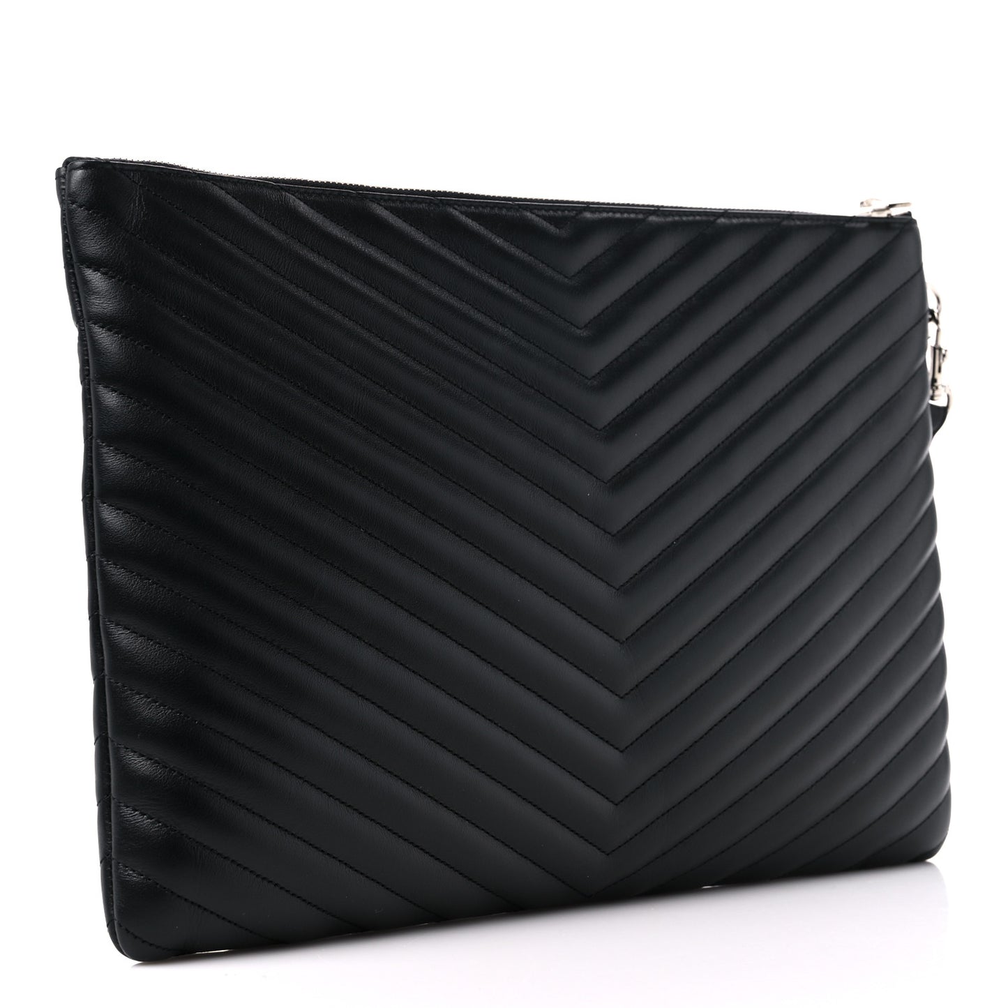 Calfskin Matelasse Chevron Monogram Document Holder Black