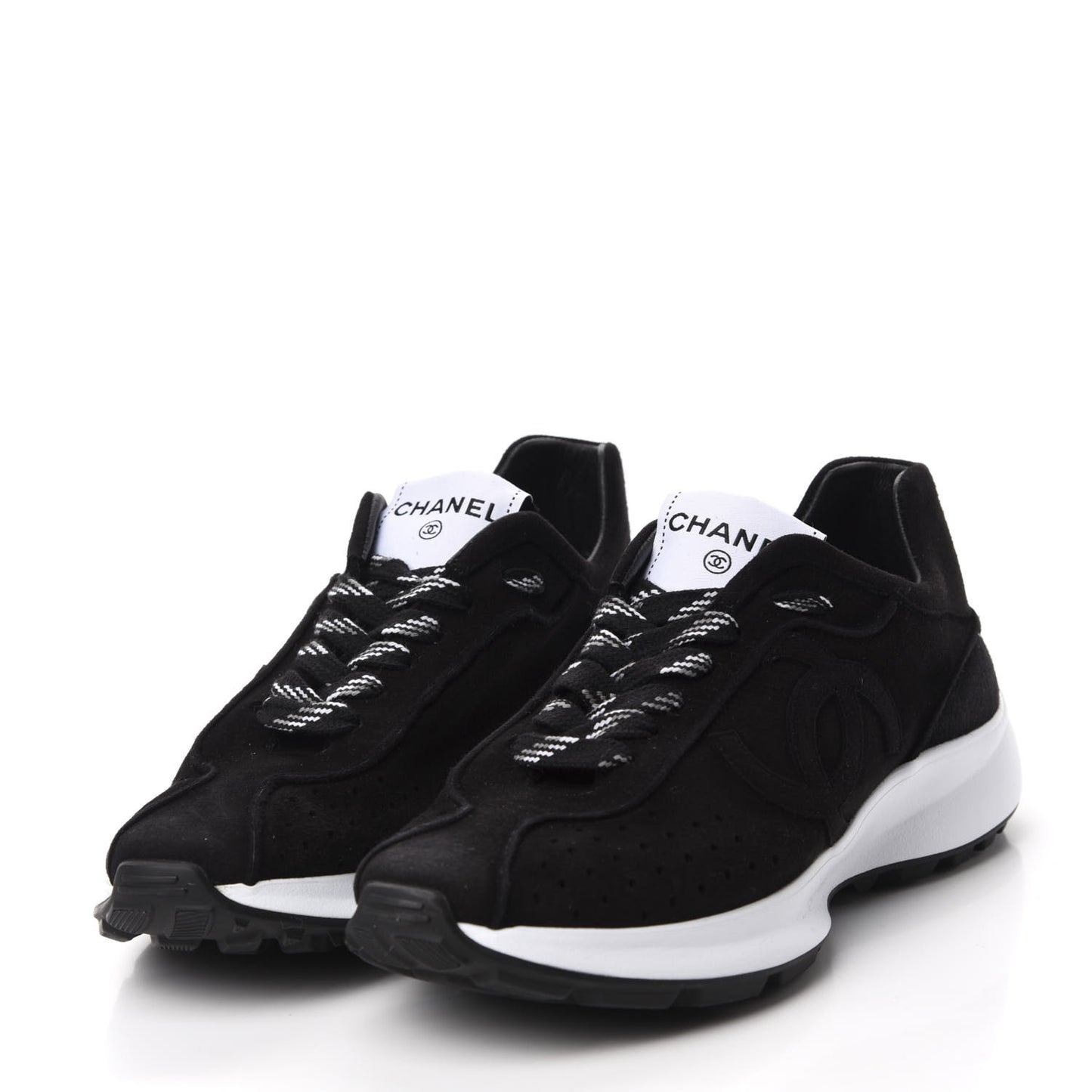 Suede Goatskin CC Sneakers 37 Black CHANEL