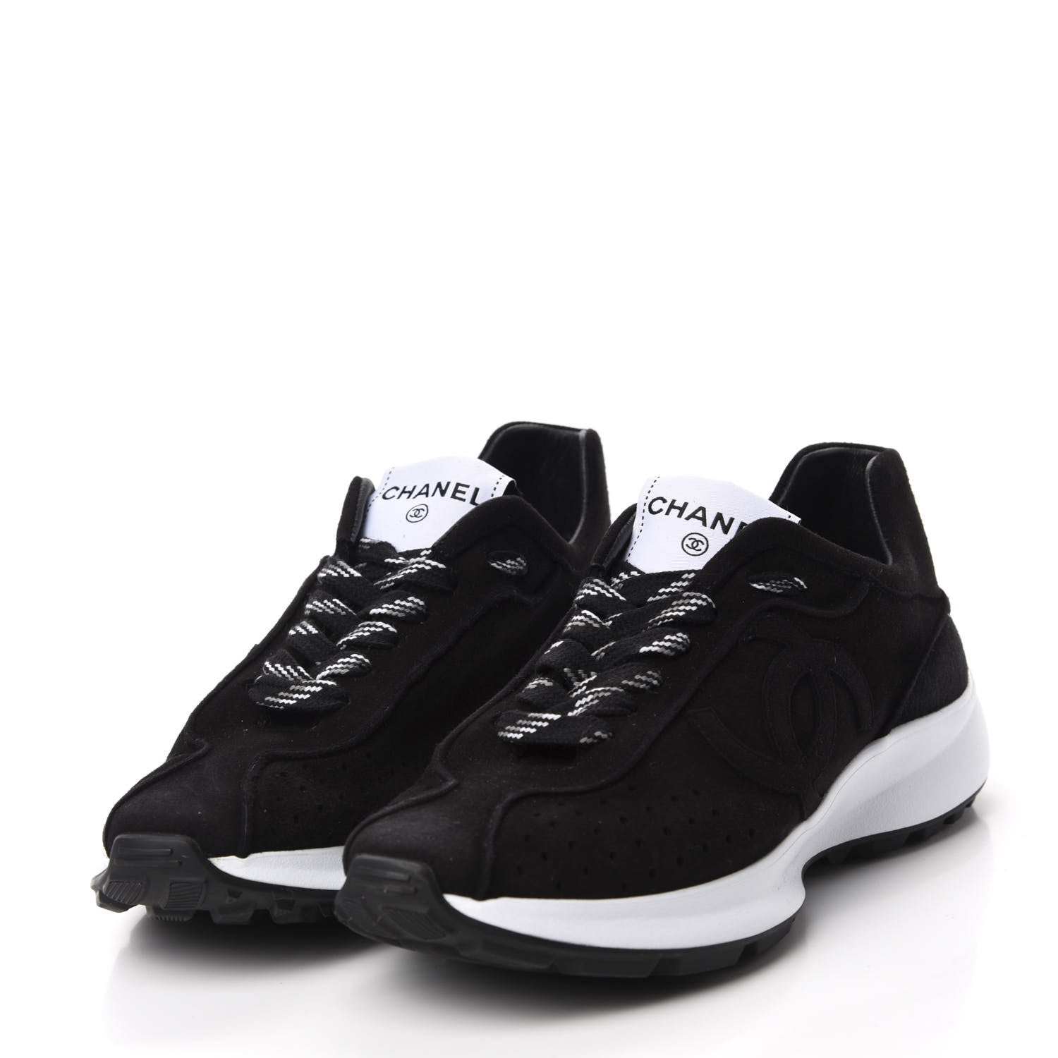 Chanel Suede Goatskin CC Sneakers 37 Black CHANEL 3 of 10