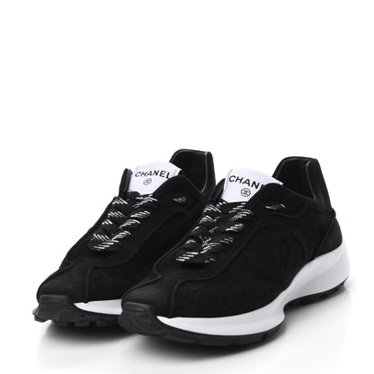 Chanel Suede Goatskin CC Sneakers 37 Black CHANEL 3 of 10