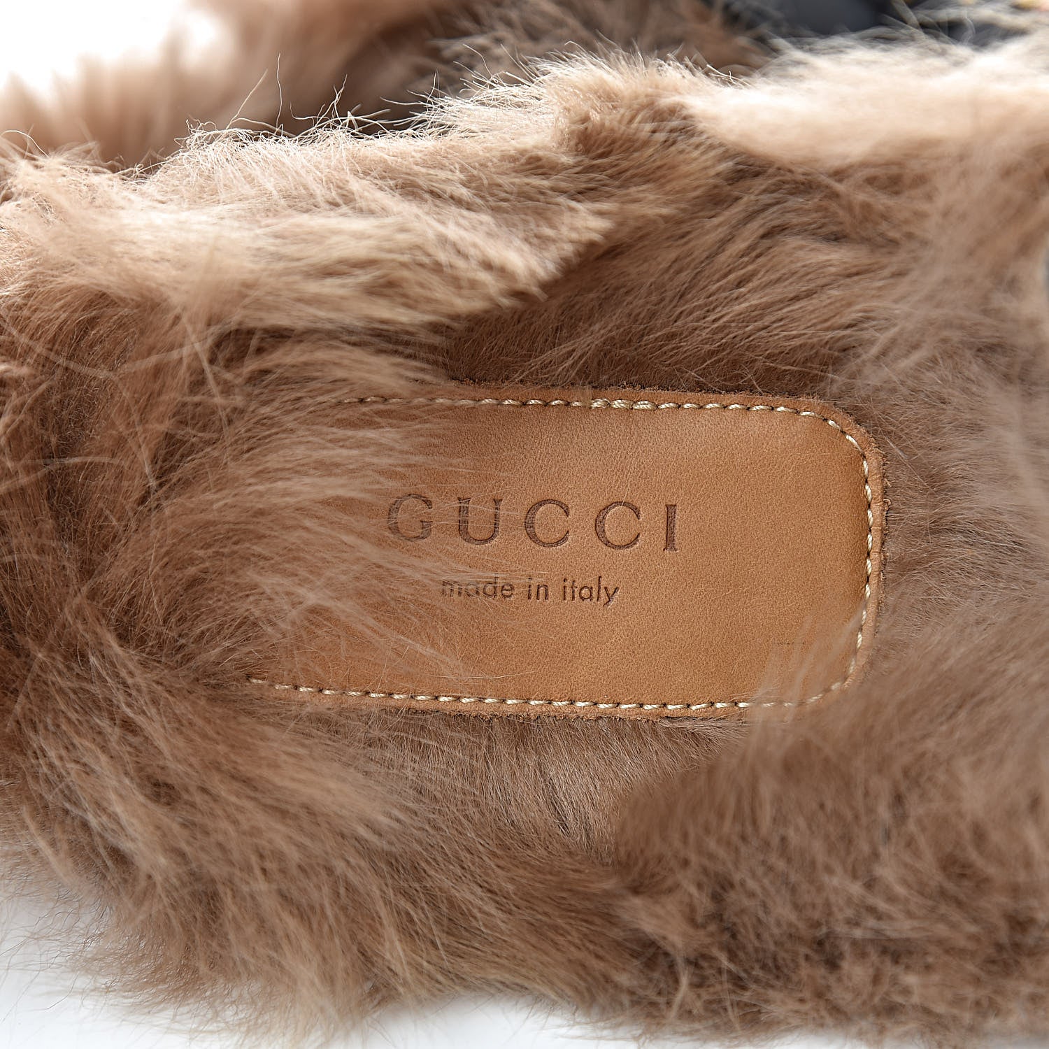 Gucci Calfskin Lambswool Tiger Embroidered Womens Princetown Slippers 38.5 Black 6 of 9