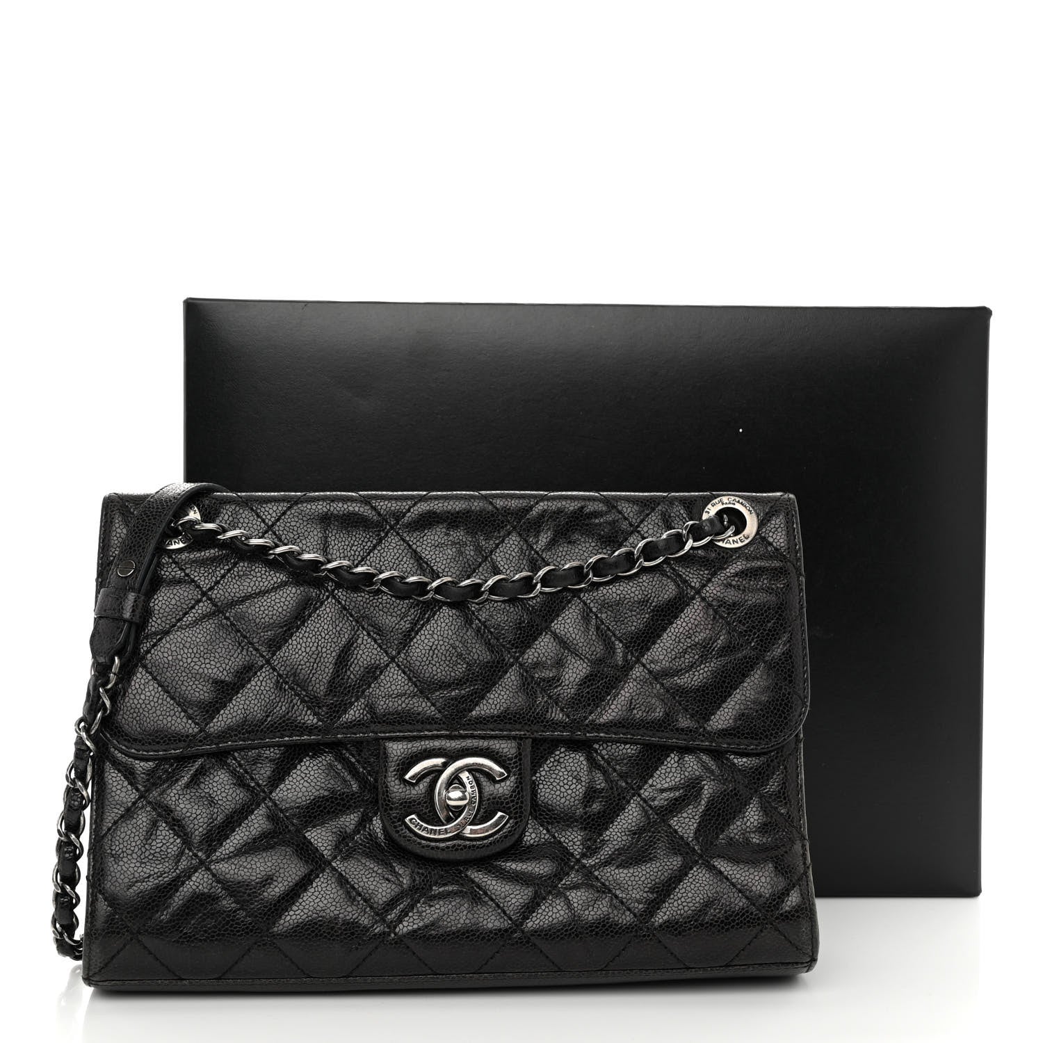 Chanel Crumpled Grained Calfskin Medium CC Crave Flap Black 11 of 11