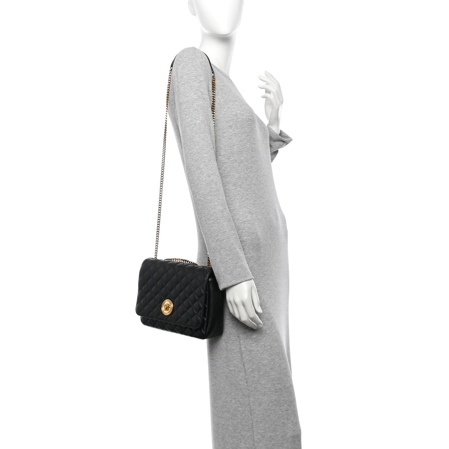 Nappa Quilted La Medusa Chain Crossbody Black