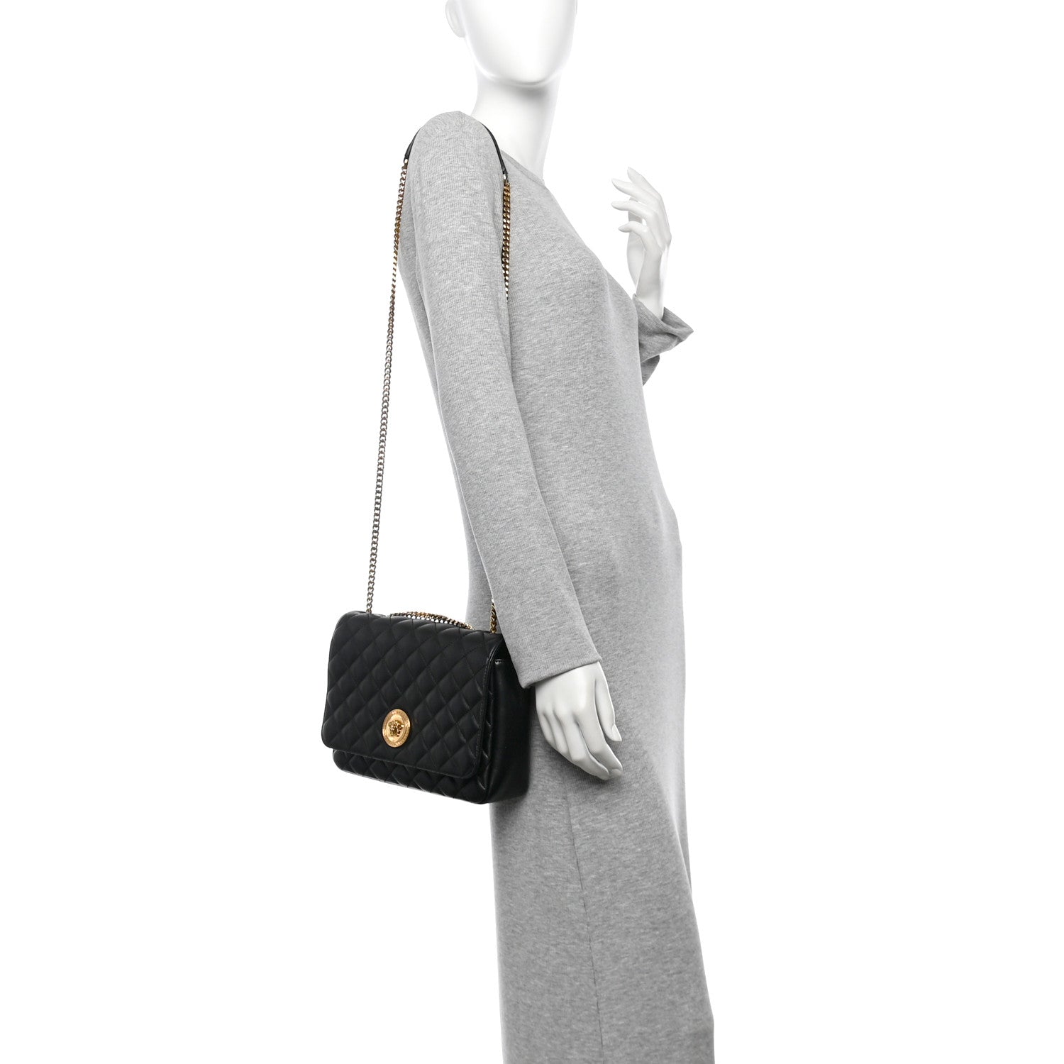 Versace Nappa Quilted La Medusa Chain Crossbody Black 2 of 9
