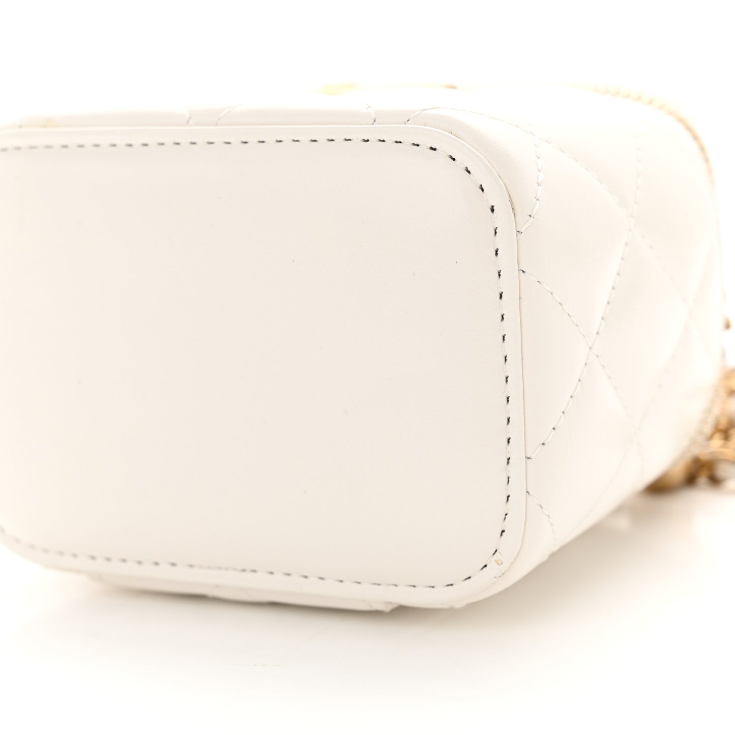 Calfskin Quilted Mini Perfect Fit Vanity Case With Chain White