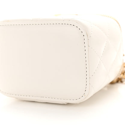 Chanel Calfskin Quilted Mini Perfect Fit Vanity Case With Chain White 10 of 13