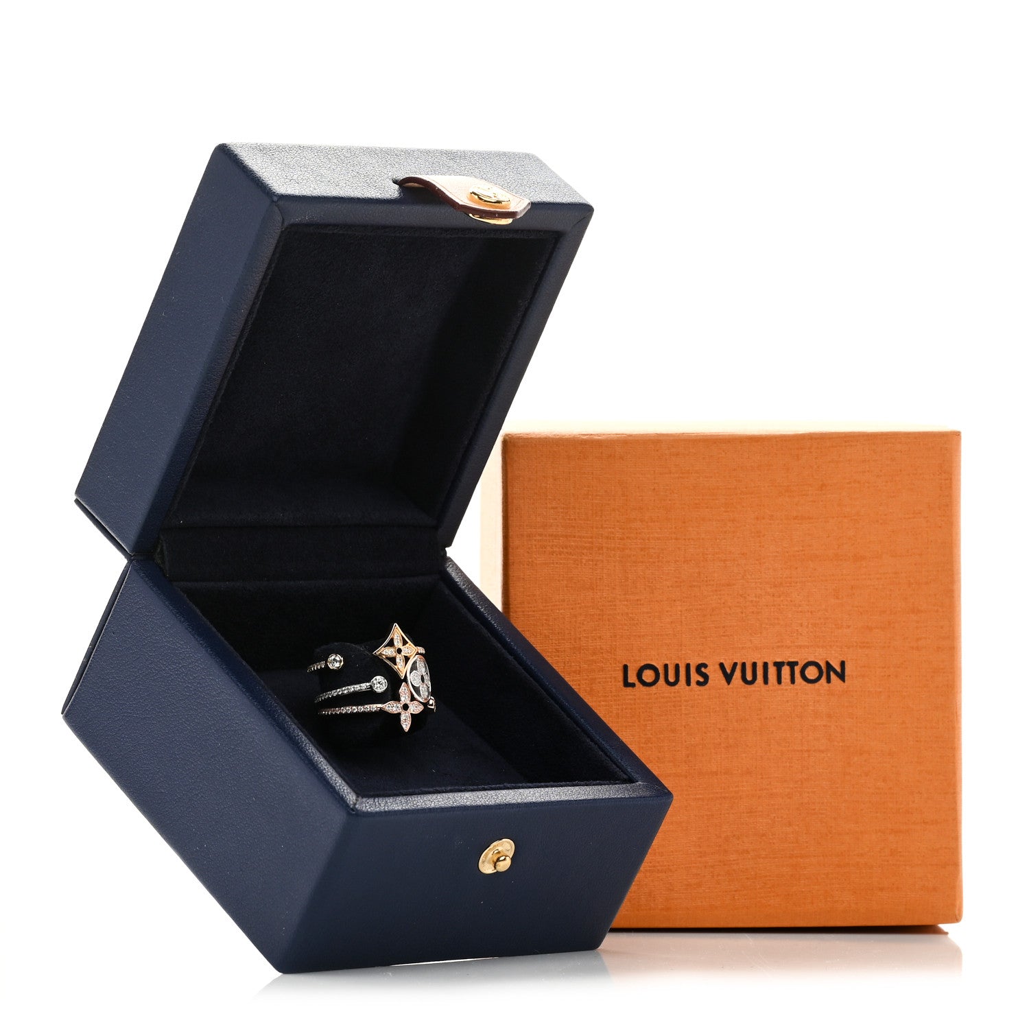 Louis Vuitton 18K Yellow Pink White Gold Diamond Idylle Blossom Pave Ring 3 Set 54 6.75 5 of 5