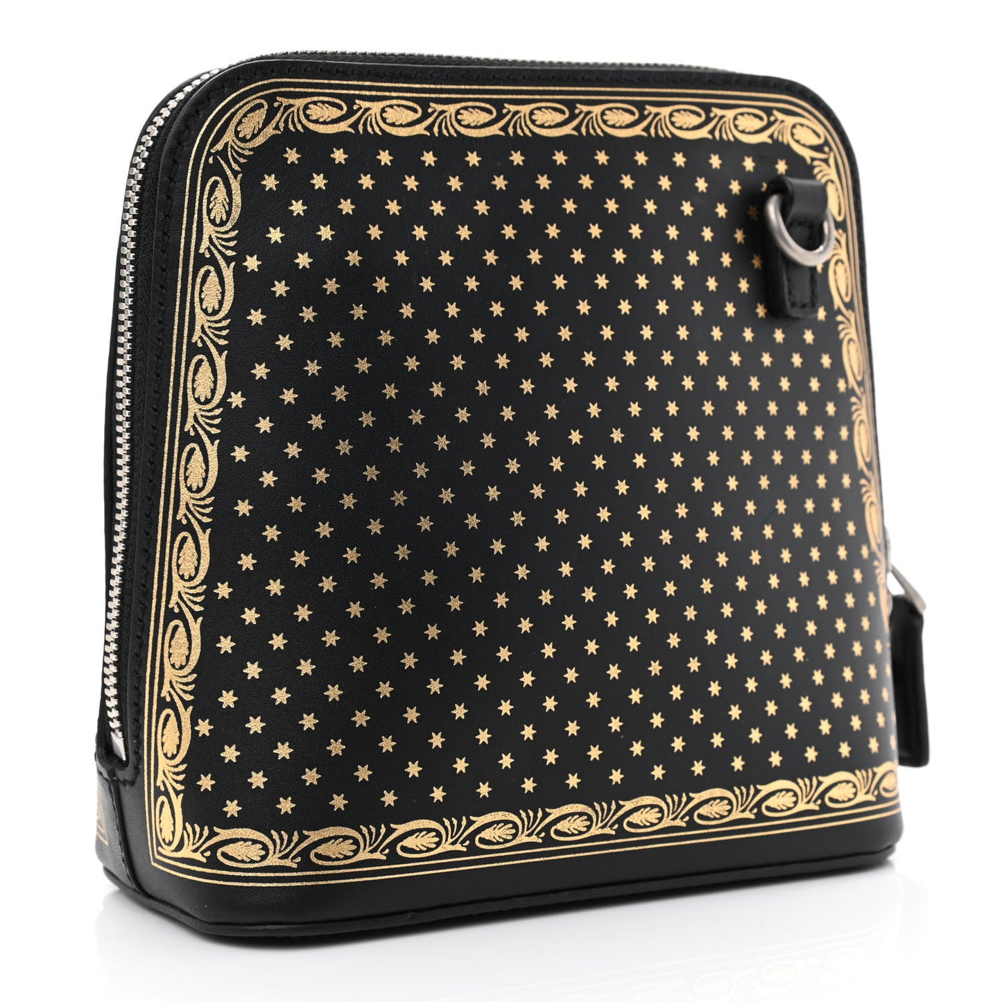X SEGA Calfskin GUCCY Stars Mini Dome Shoulder Bag Black Gold