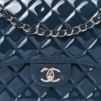 Chanel Patent Quilted Jumbo Double Flap Navy 7 of 12