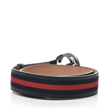 Gucci Calfskin Web Interlocking G Belt 75 30 Navy 3 of 6