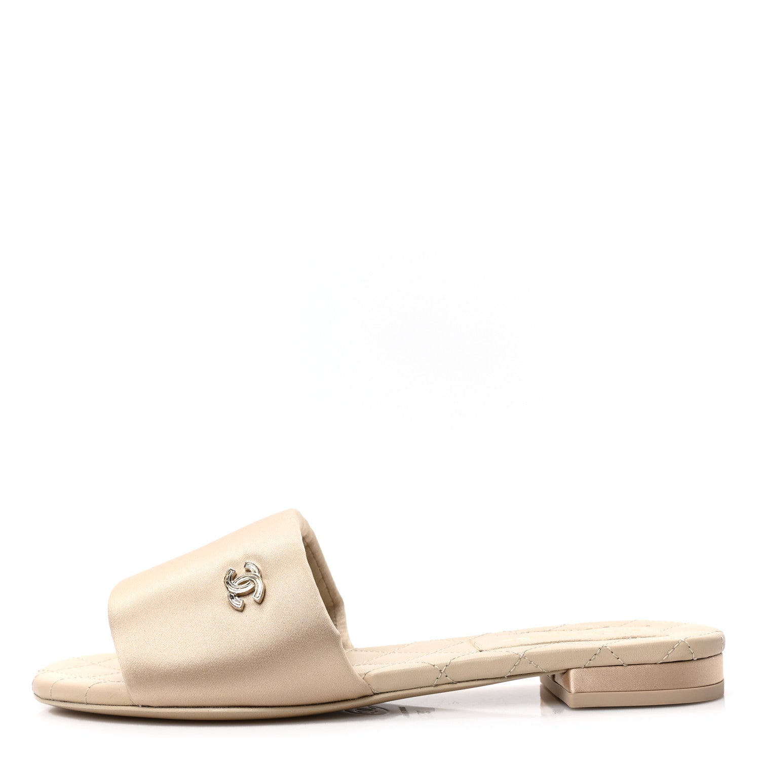 Chanel Satin Mule Sandals 35.5 Beige 1 of 8