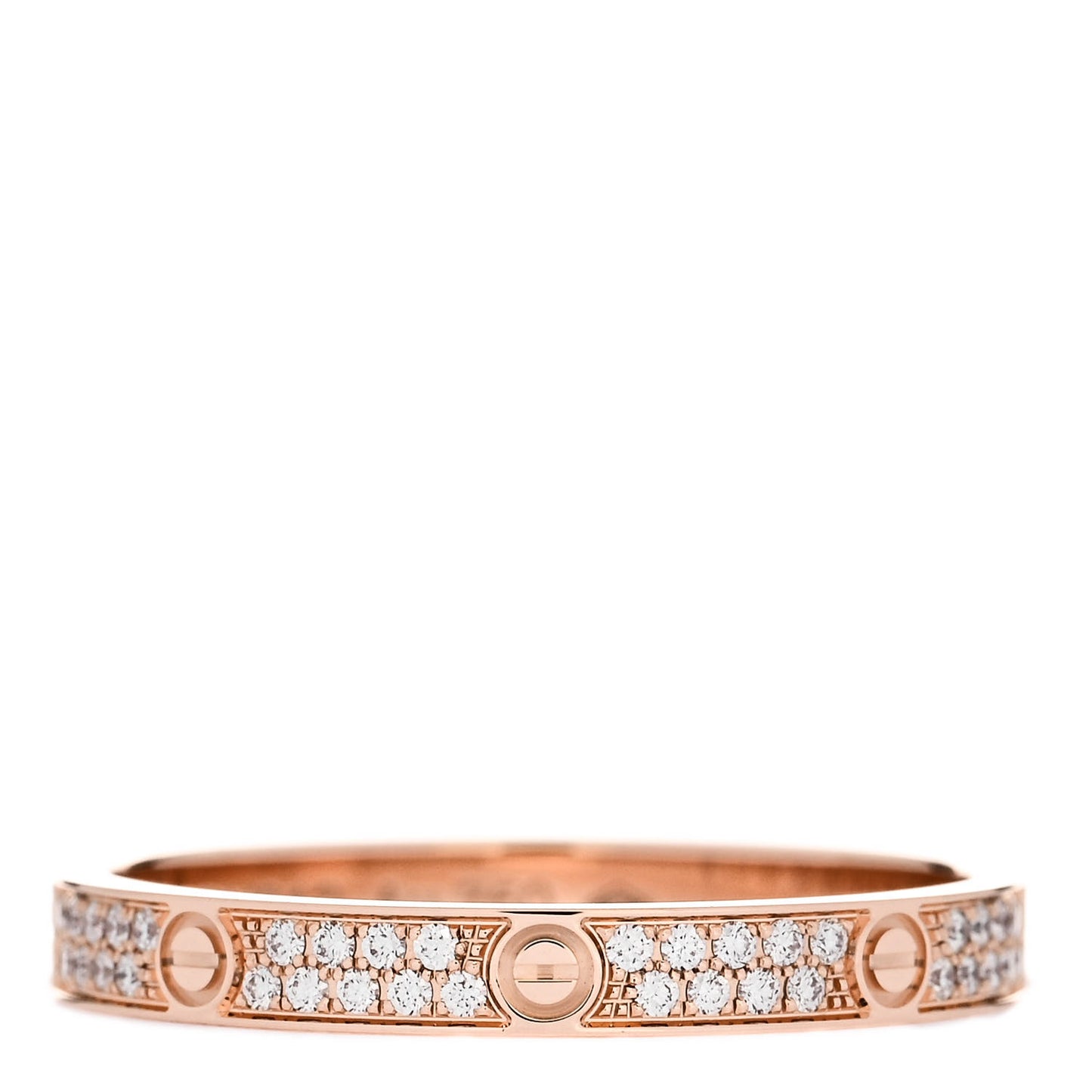 18K Pink Gold Diamond 2.6mm LOVE Paved Band Ring 55 7.25