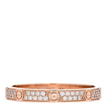Cartier 18K Pink Gold Diamond 2.6mm LOVE Paved Band Ring 55 7.25 1 of 5