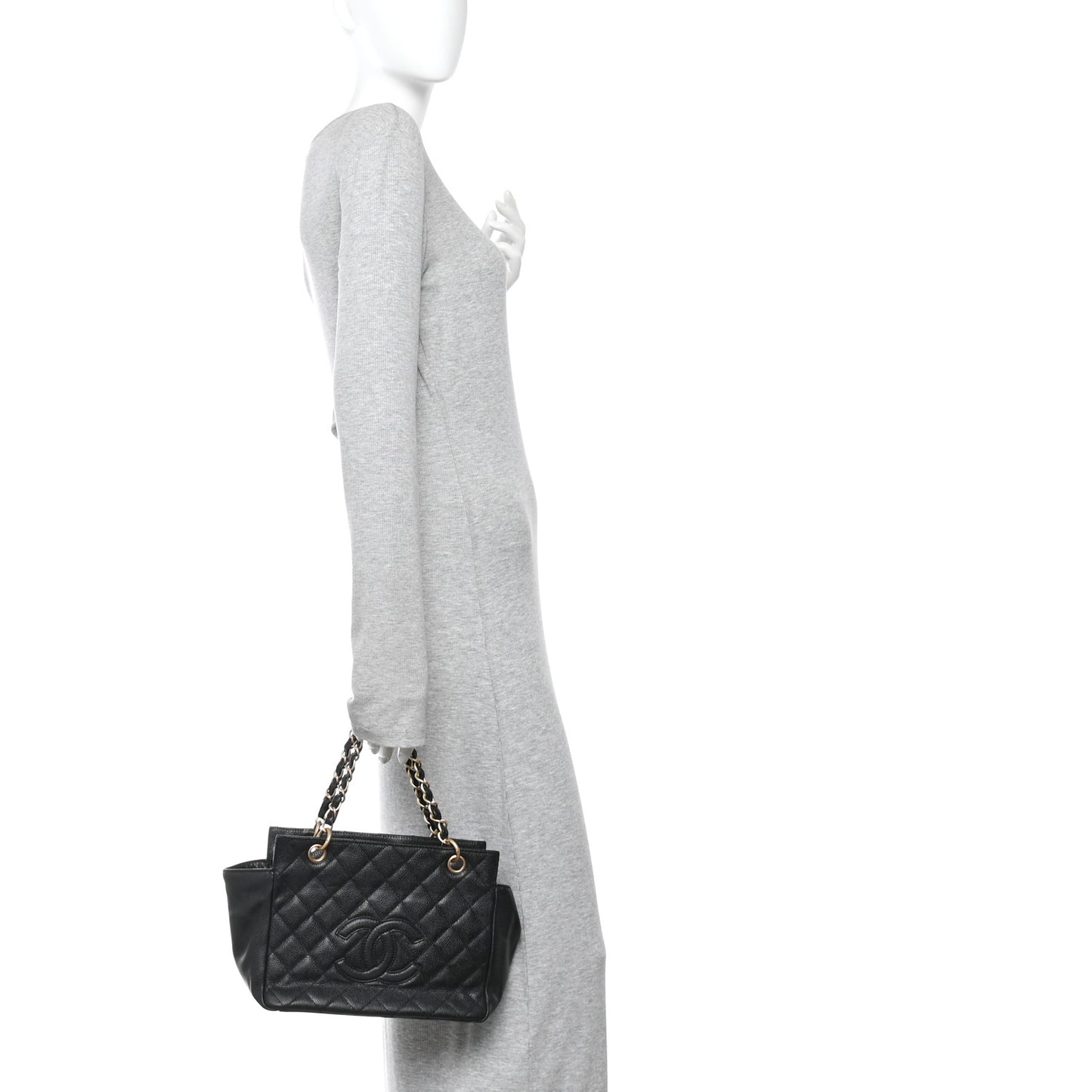 Caviar Quilted Petit Timeless Tote PTT Black