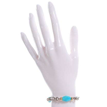 David Yurman Sterling Silver and 18k Gold Turquoise Figaro Bracelet 2 of 5