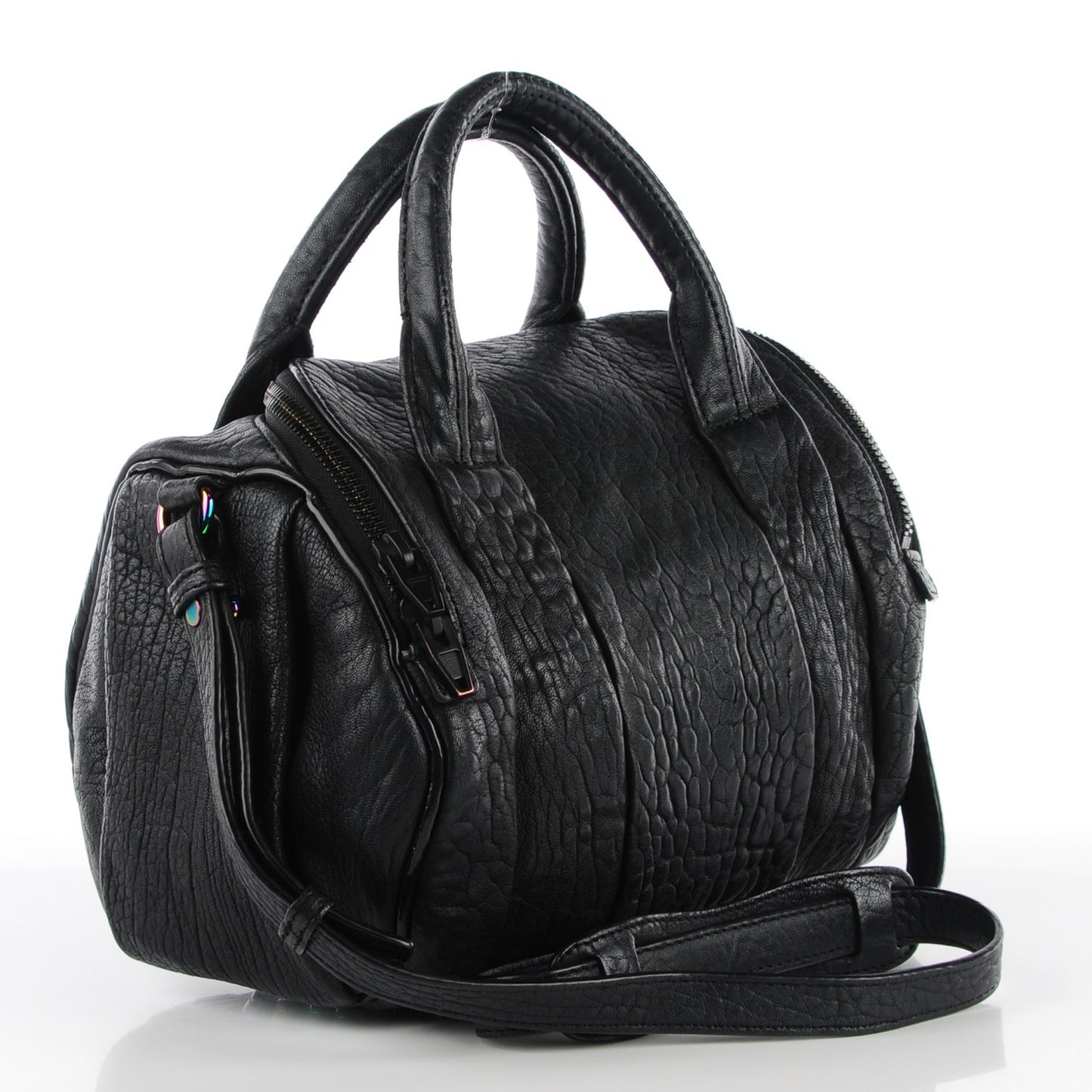 Pebbled Lambskin Rockie Black Iridescent Hardware