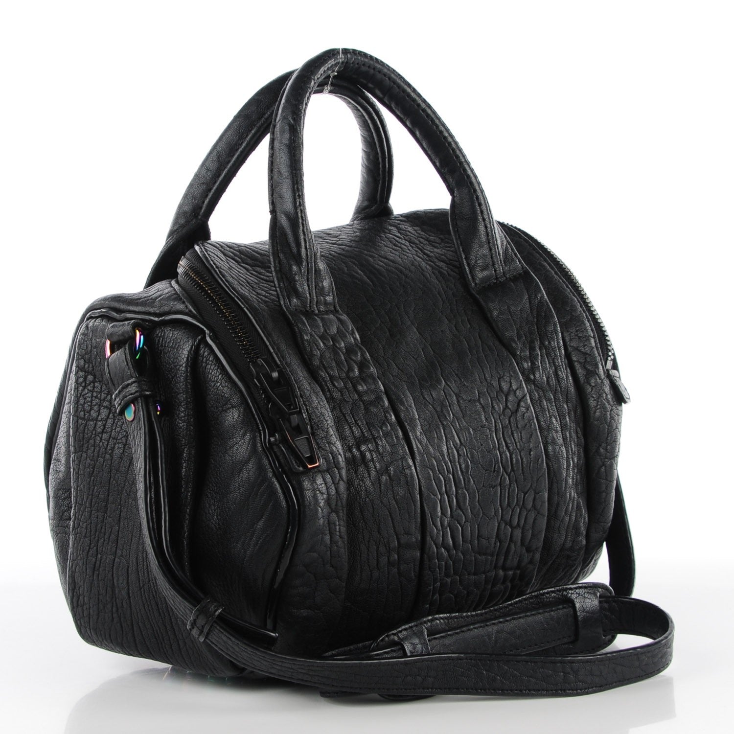 Alexander Wang Pebbled Lambskin Rockie Black Iridescent Hardware 3 of 9