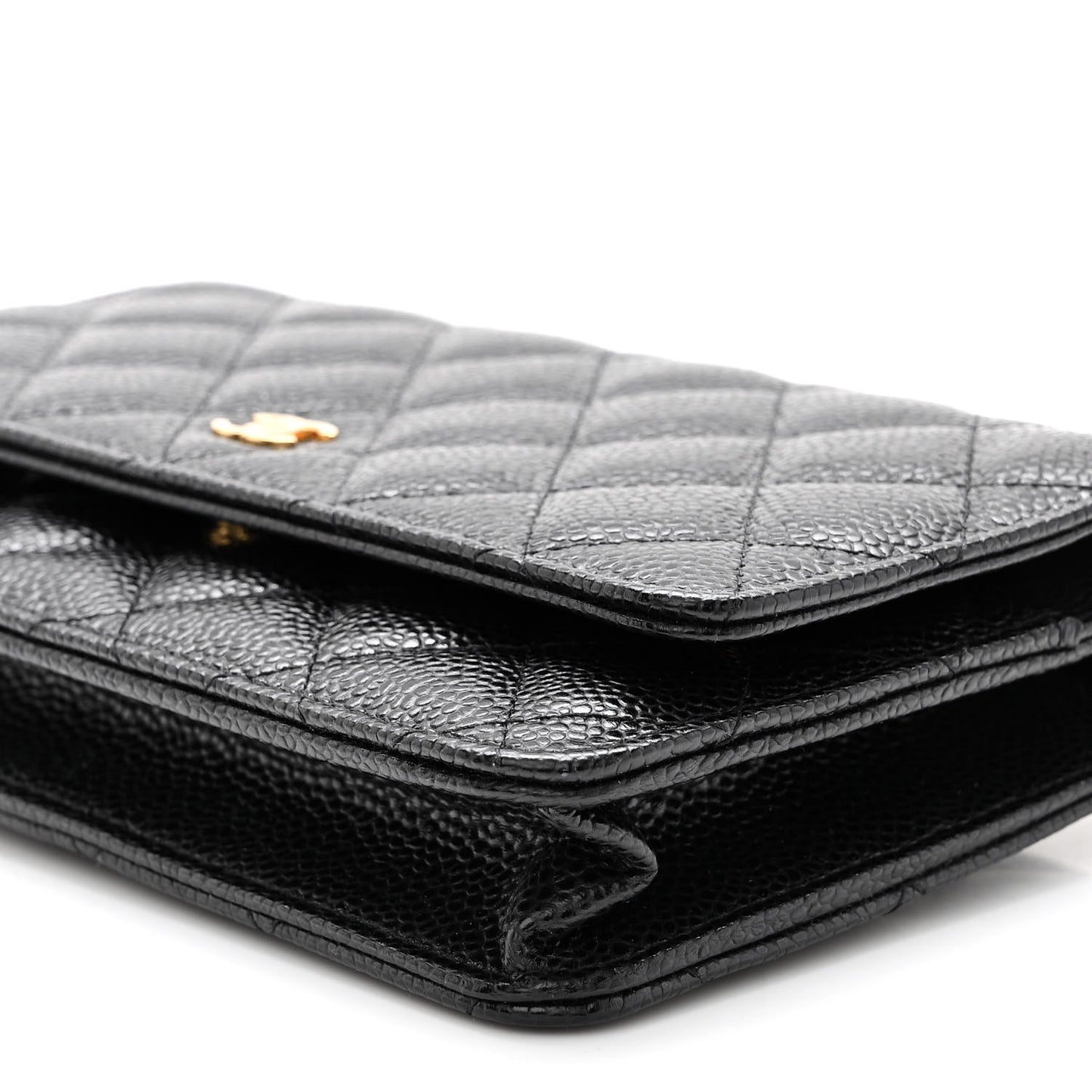 Caviar Quilted Wallet on Chain WOC Black