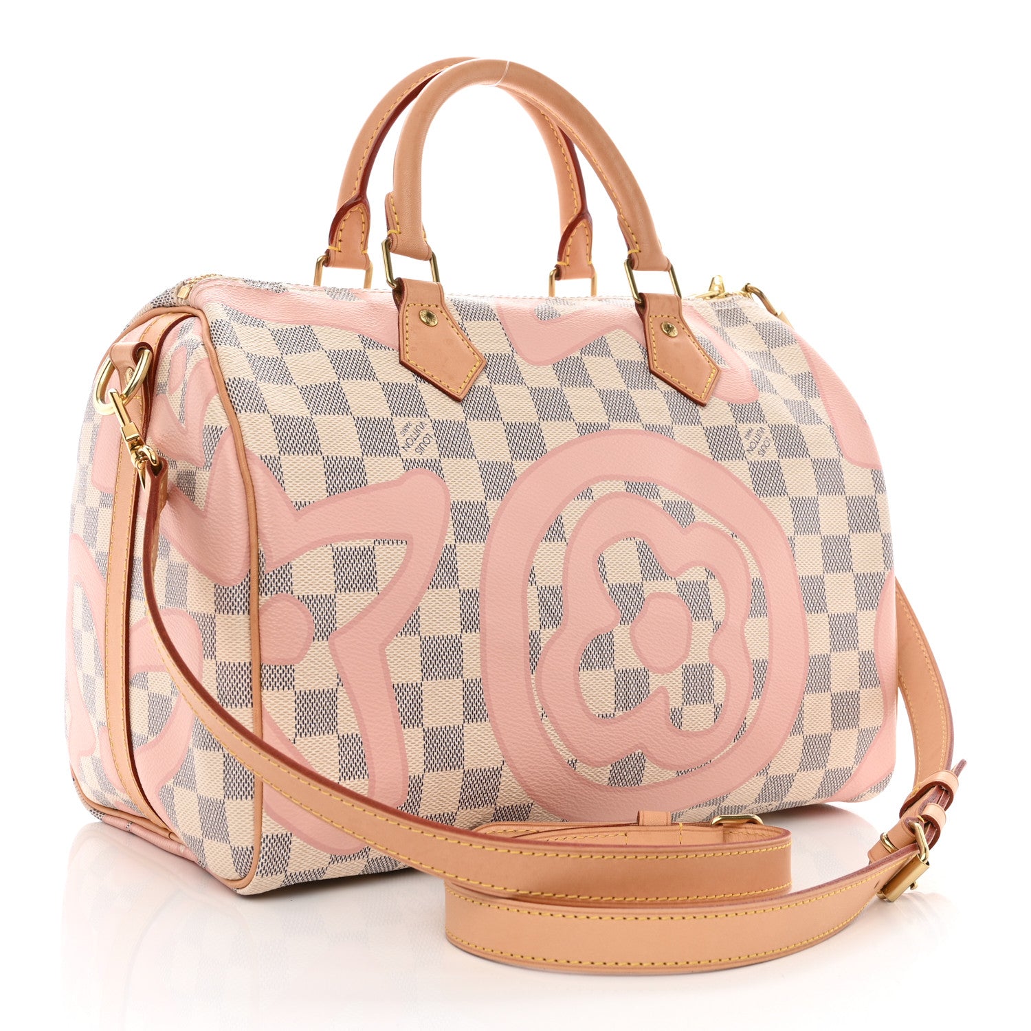Louis Vuitton Damier Azur Tahitienne Speedy Bandouliere 30 Rose Ballerine 3 of 11