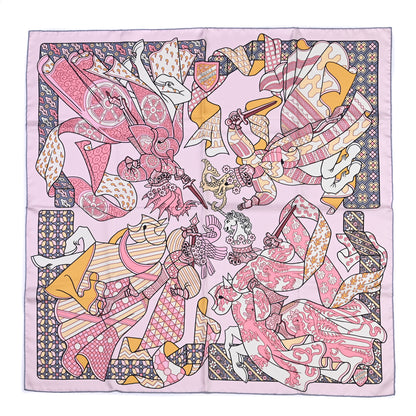 Hermes Silk Carre Duels Oniriques Scarf 90 Rose Pale Gris Jaune 1 of 10