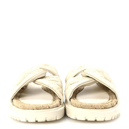 Christian Dior Calfskin Cannage Dtwist Espadrille Platform Sandals 36 White 3 of 8