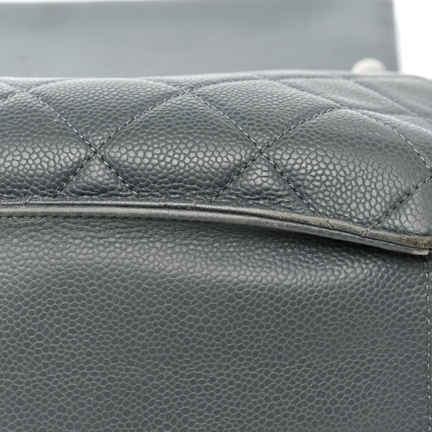 Caviar Quilted Large Retro Class Flap Grey