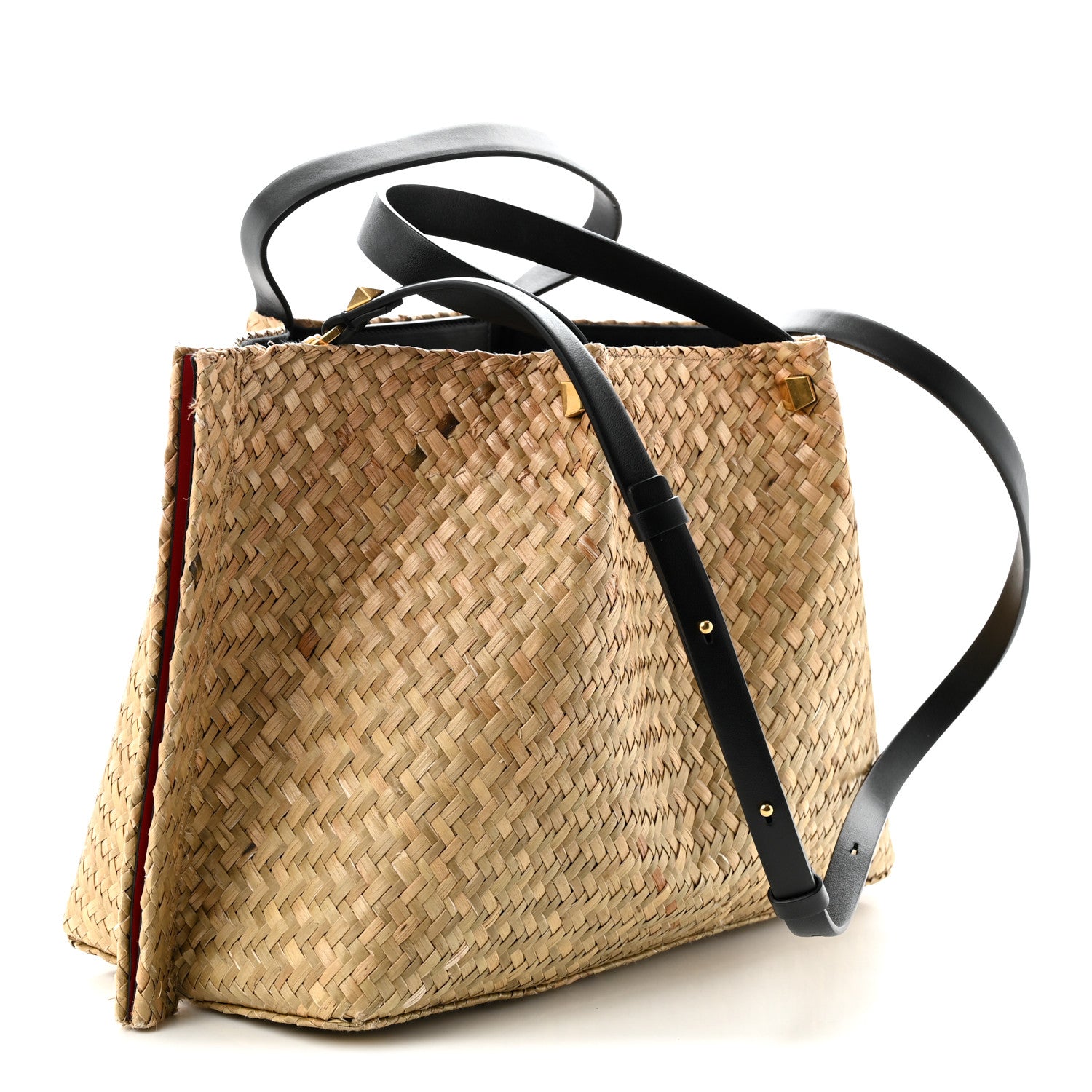 Valentino Garavani Raffia Medium Vlogo Escape Shopper Natural Black Rouge Natural Black Rouge 4 of 10
