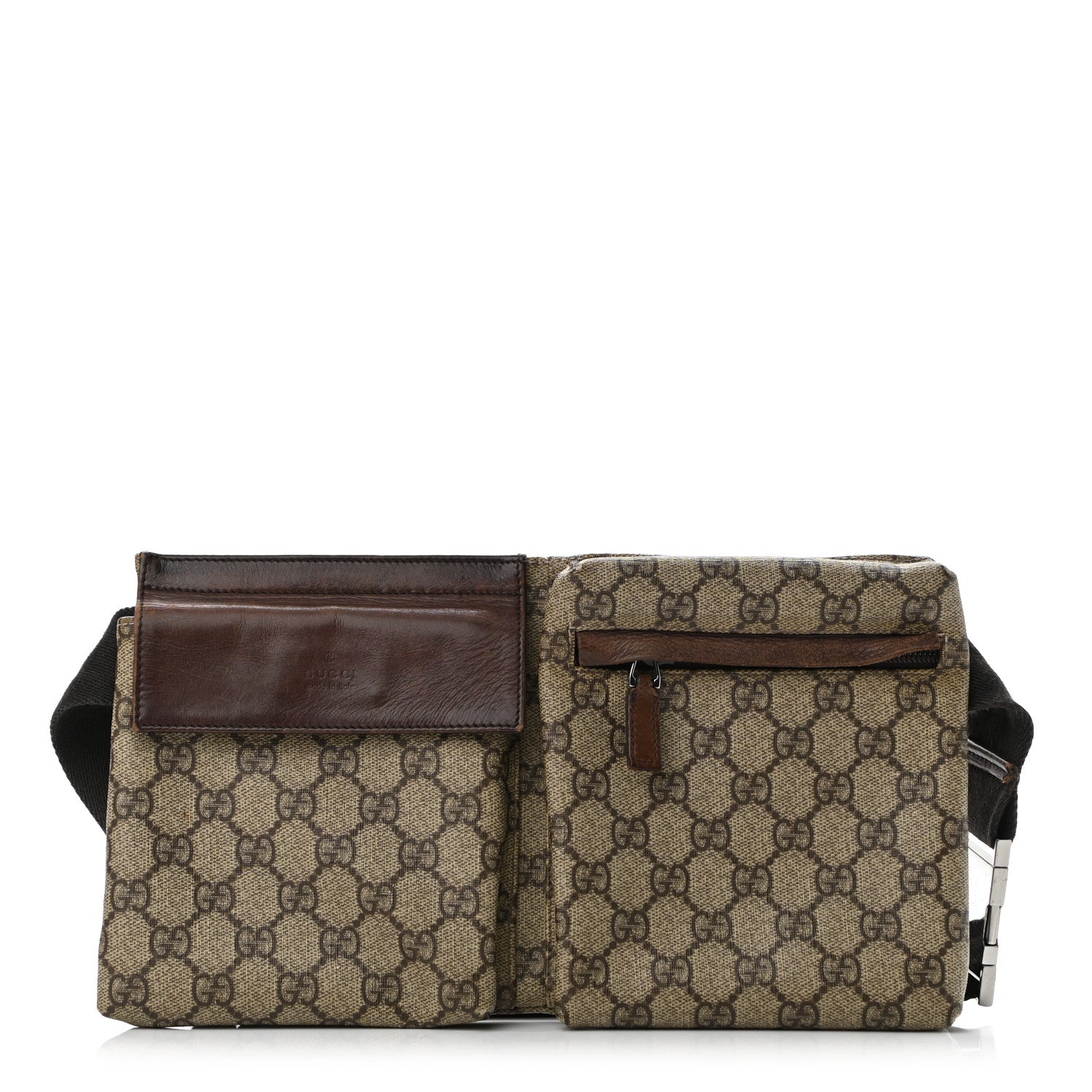 Gucci GG Supreme Double Pocket Belt Bag Ebony 1 of 12