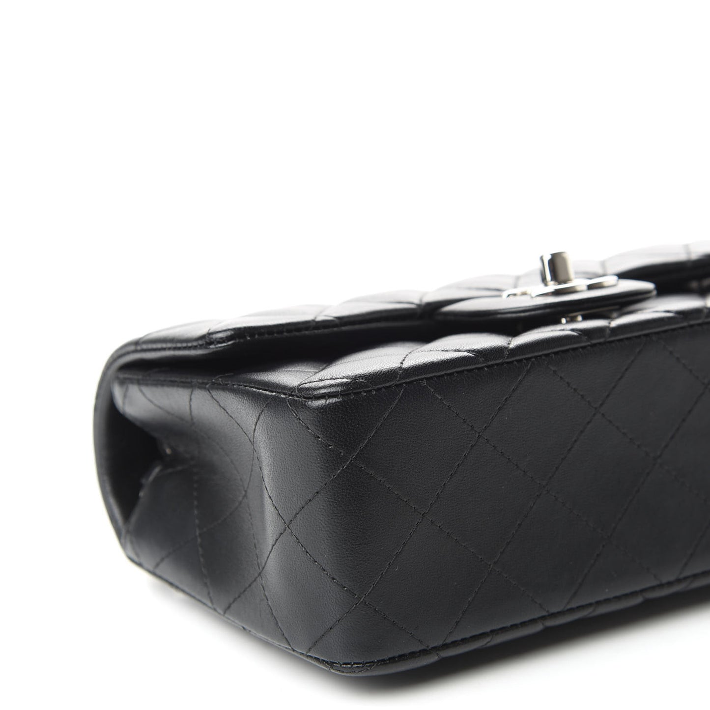 Lambskin Quilted Mini Rectangular Flap Black