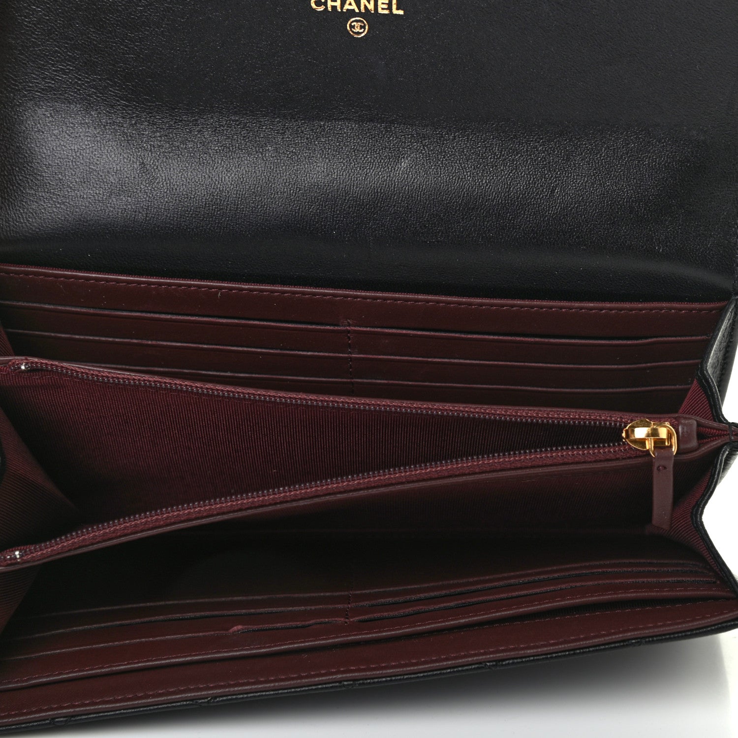 Chanel Lambskin Quilted Large Gusset Flap Wallet Black 8 of 8