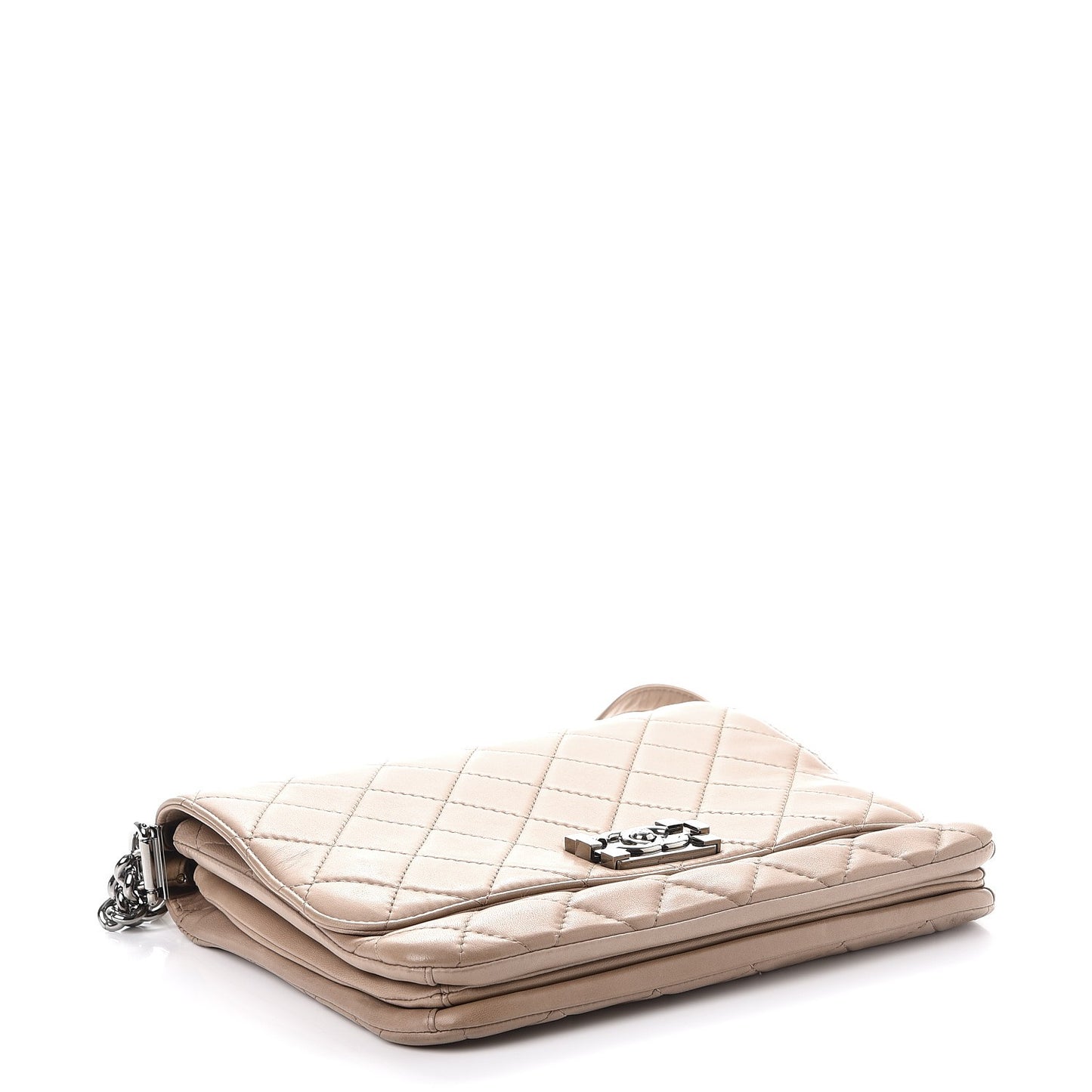 Lambskin Quilted Boy Messenger Beige