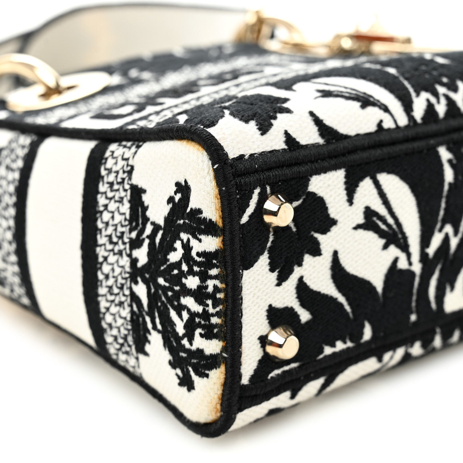 Christian Dior Canvas Petites Fleurs Embroidered Mini Lady D-Lite Black White 8 of 10
