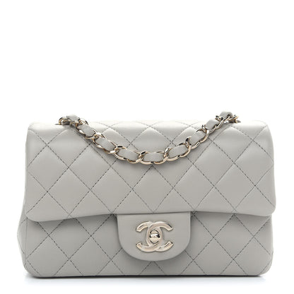 Chanel Lambskin Quilted Mini Rectangular Flap Grey 1 of 9