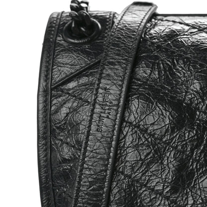 Saint Laurent Crinkled Calfskin Matelasse Monogram Medium Niki Chain Satchel Black 9 of 14