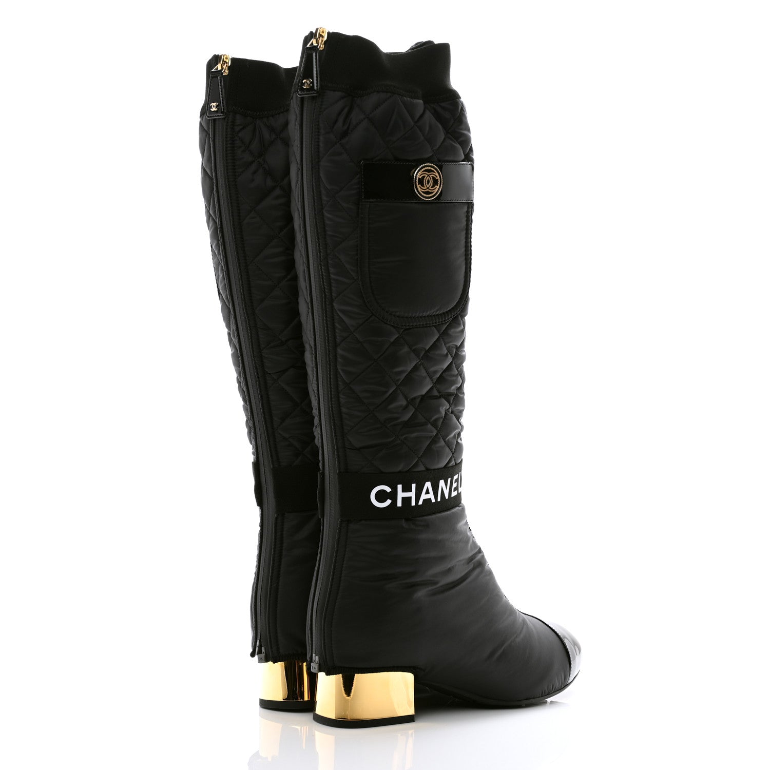 Chanel Mixed Fibers Lambskin Patent Calfskin High Boots 36 Black 4 of 10