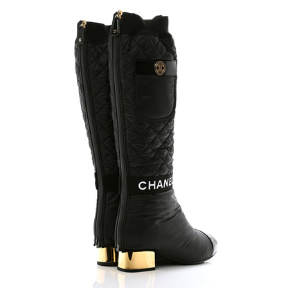Chanel Mixed Fibers Lambskin Patent Calfskin High Boots 36 Black 4 of 10