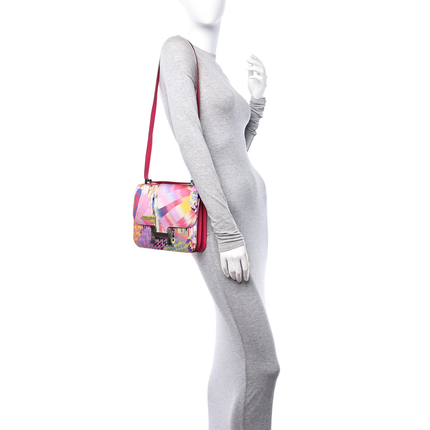 Hermes Swift Silk Marble Printed Constance 24 Rose Azalee Rose Mexico 3 of 11