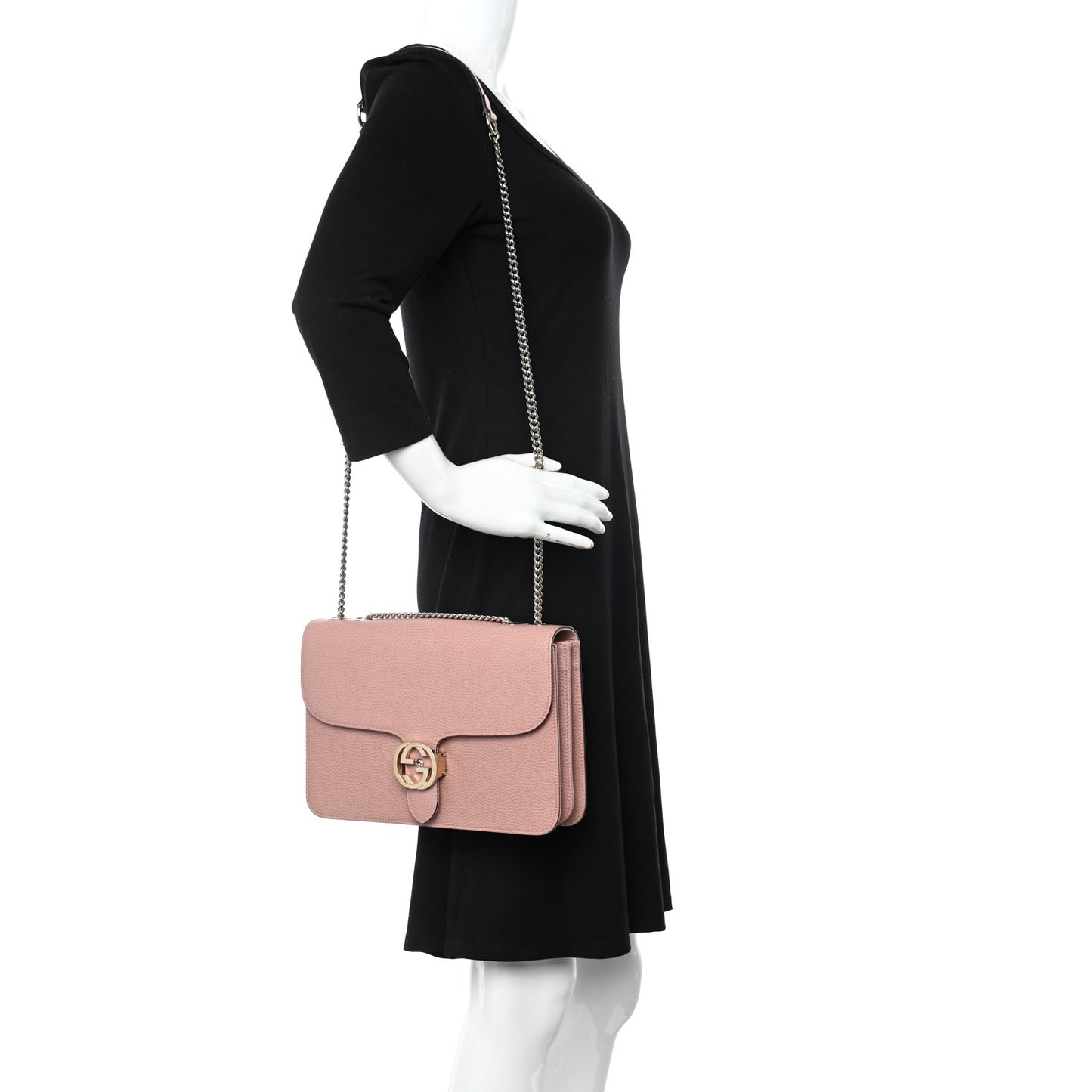 Dollar Calfskin Interlocking G Shoulder Bag Soft Pink