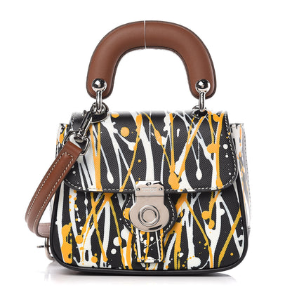 Burberry Trench Calfskin Splash Print Mini DK88 Top Handle Bag Black 1 of 10