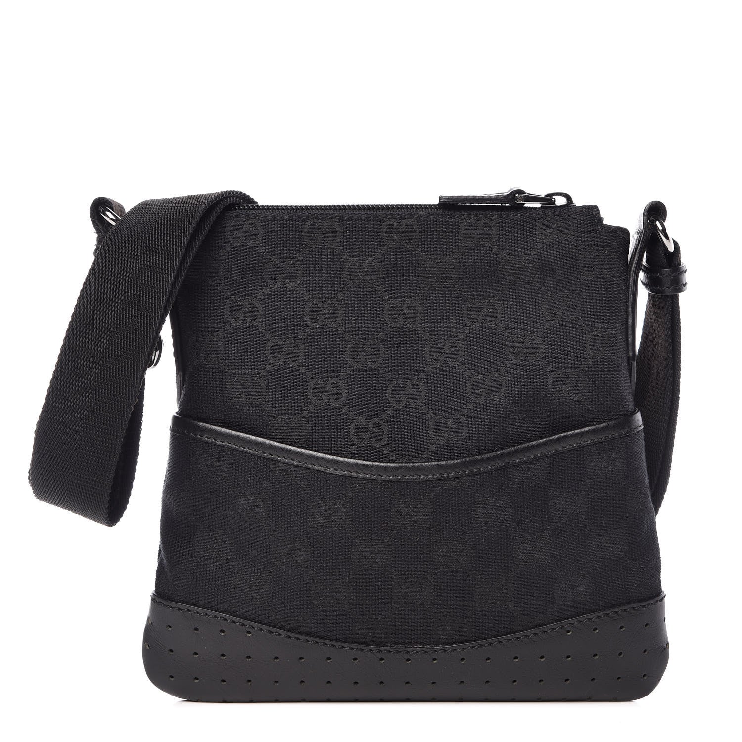Gucci Monogram Small Perforated Messenger Black 1 of 11