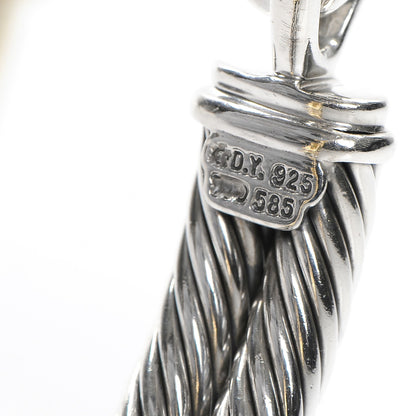 David Yurman Sterling Silver 14K Yellow Gold Diamond 10mm Metro Double Cable Bracelet 5 of 7
