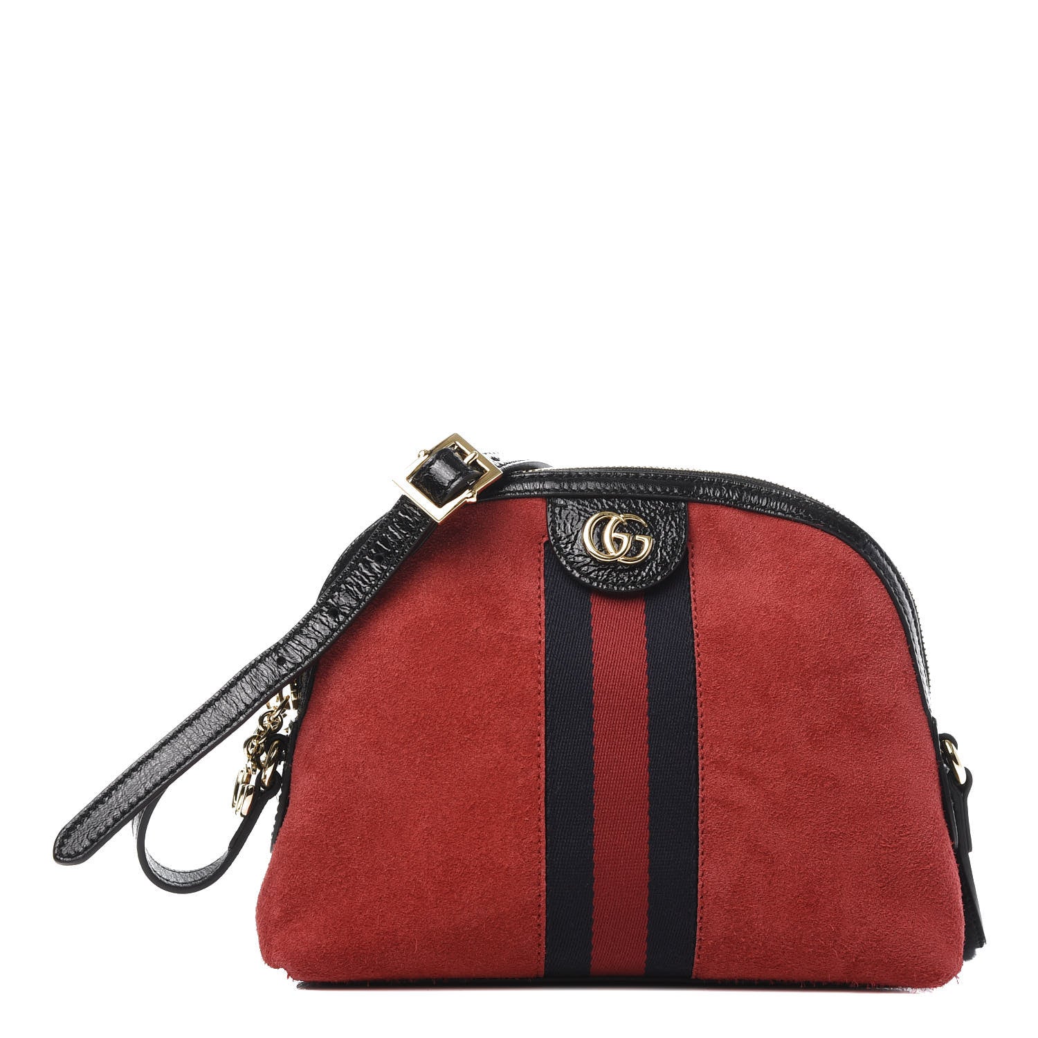 Gucci Suede Patent Web GG Small Ophidia Dome Shoulder Bag Hibiscus Red 1 of 11
