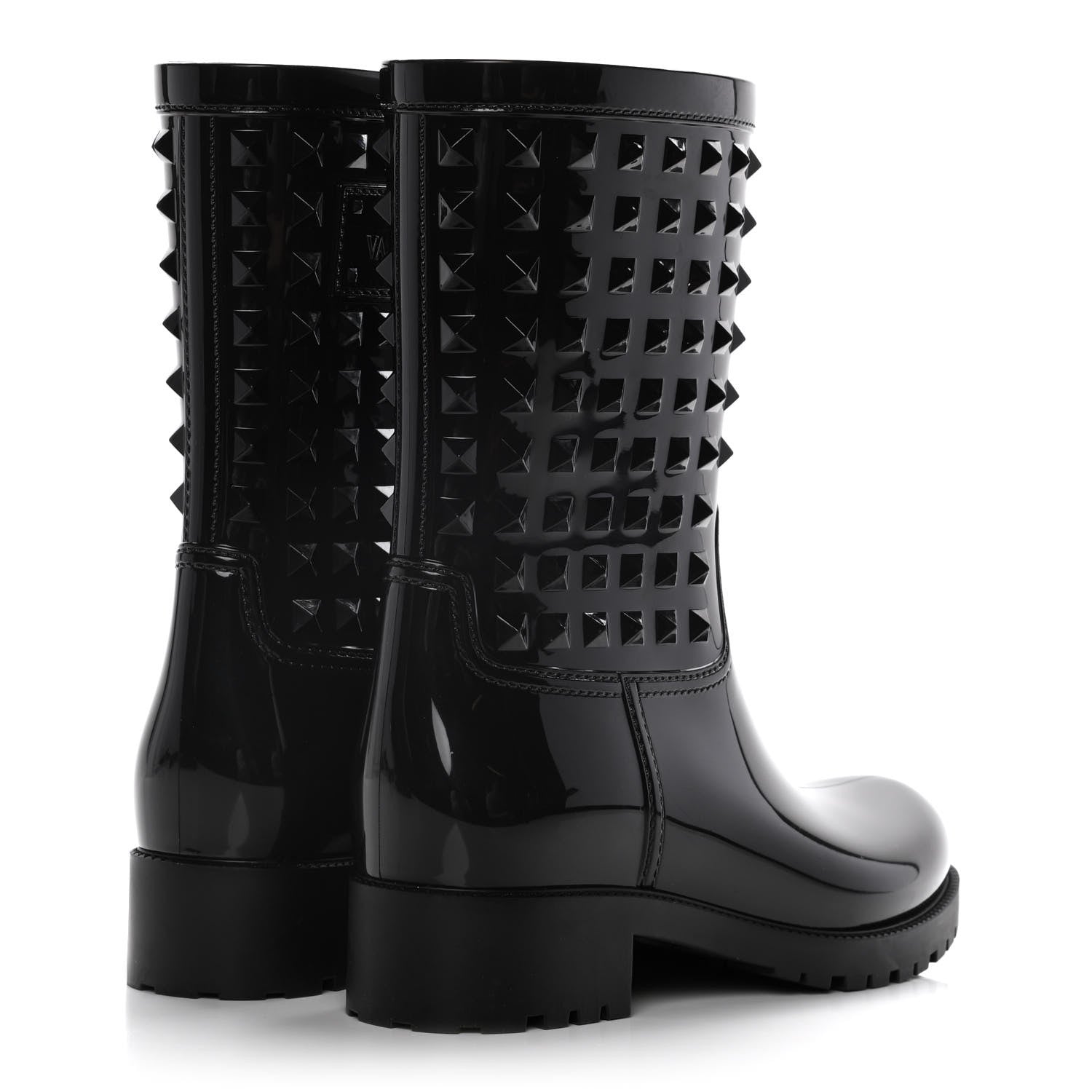 Valentino Garavani Rubber Rockstud Short Rainboots 37 Black 4 of 12