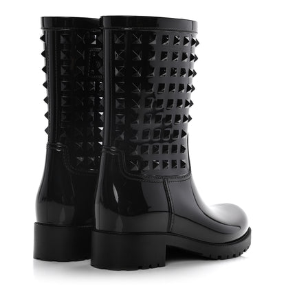 Valentino Garavani Rubber Rockstud Short Rainboots 37 Black 4 of 12